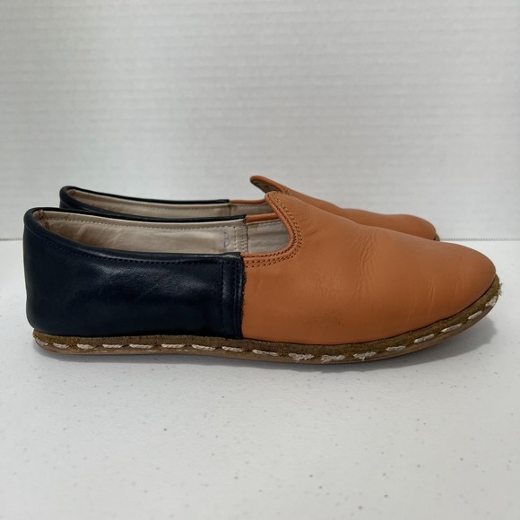 Sabah Other - Sabah Leather Slip-On Shoes Navy & Brown - Made in Turkey - Men's Size 38 (US 7)